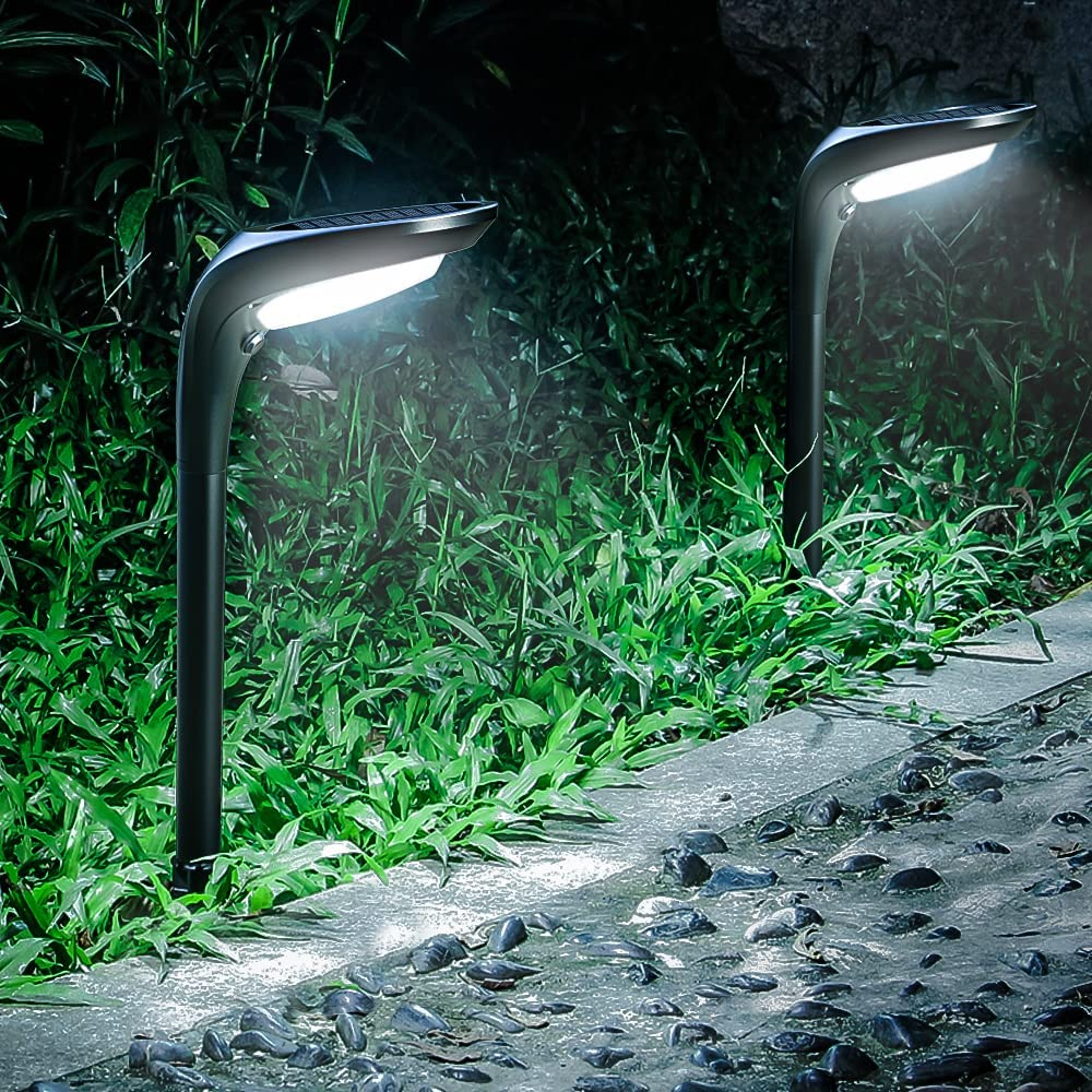 Solar Pathway Lights Outdoor 4 Pack - 150 LM High Bright Solar Lights Outdoor Waterproof IP65, Warm/Cool 2 Color Modes, Landscape Path Light for Walkway Driveway Garden Yard Patio